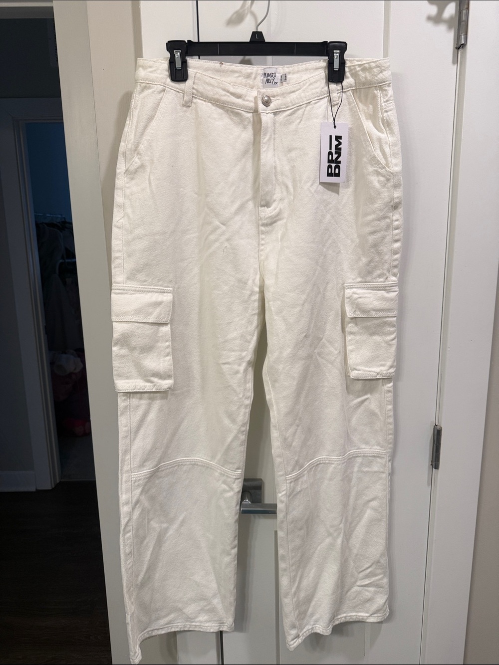 Princess Polly Cream Wide Leg Cargo Jeans